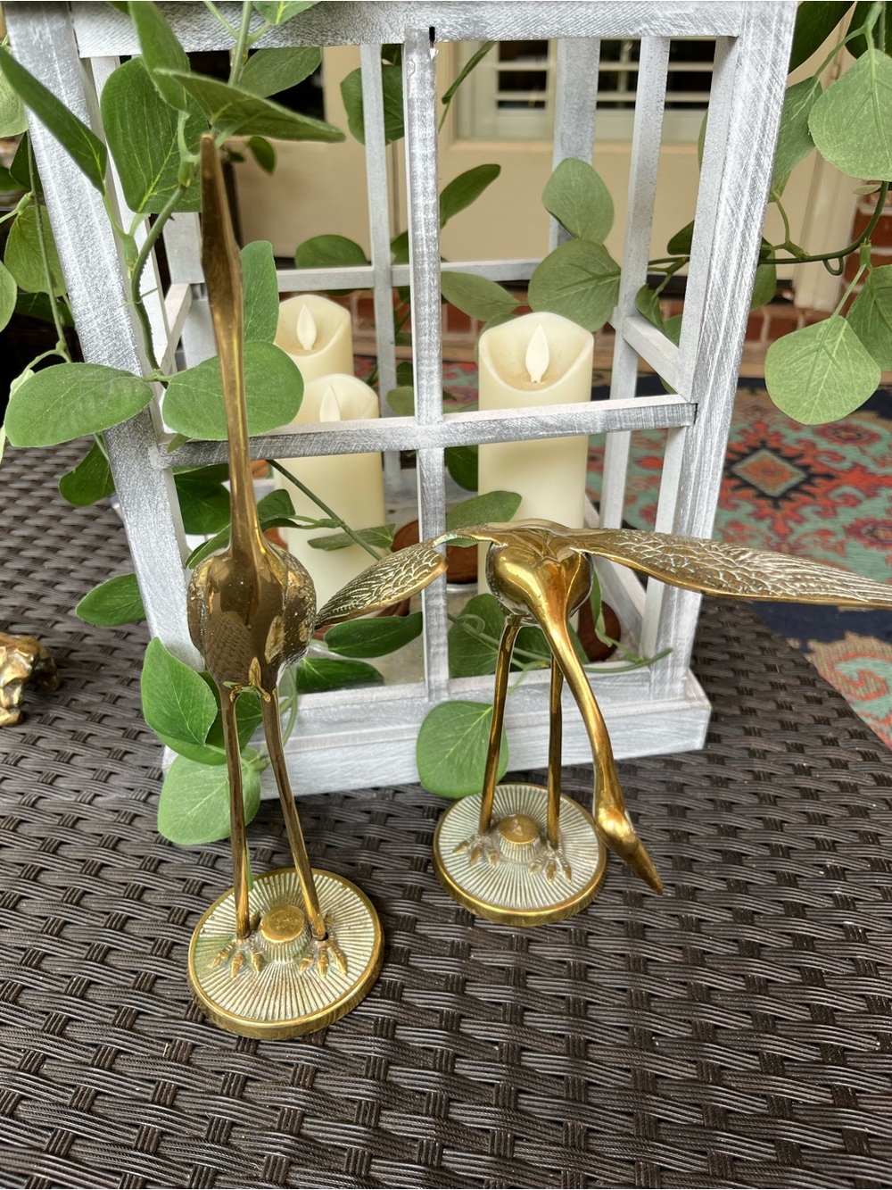 Vintage Brass Crane Bird Figurines - Gold Tone Set of Two - Picture 3 of 8
